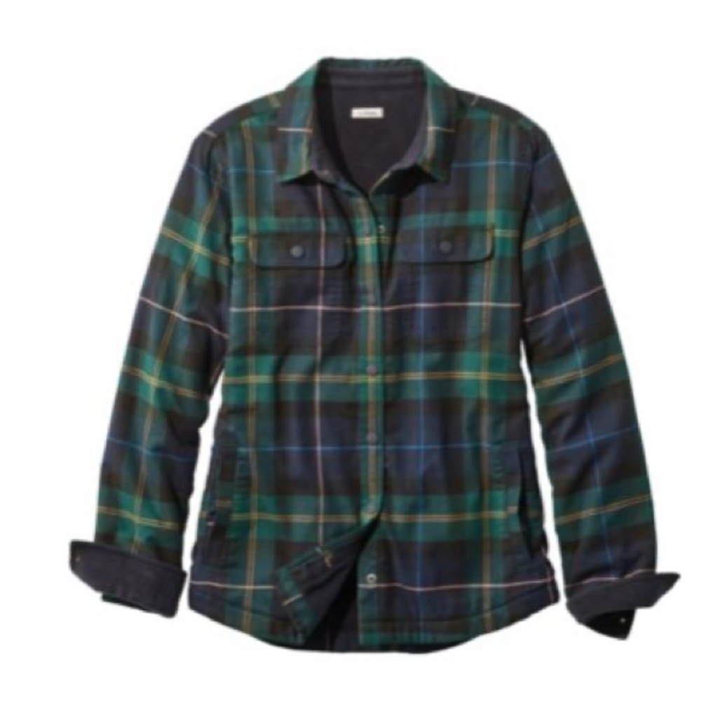 LL Bean/Fleece Lined Flannel Shirt Snap Front Plaid/Good/Sz S